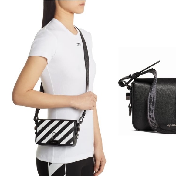 off white bag strap black